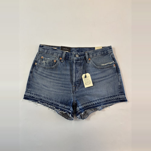 李维斯501高腰纯棉做破牛仔短裤