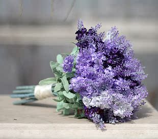 仿真花束假花绢花婚礼堂装饰花艺薰衣草绢布新娘手捧花拍摄道具