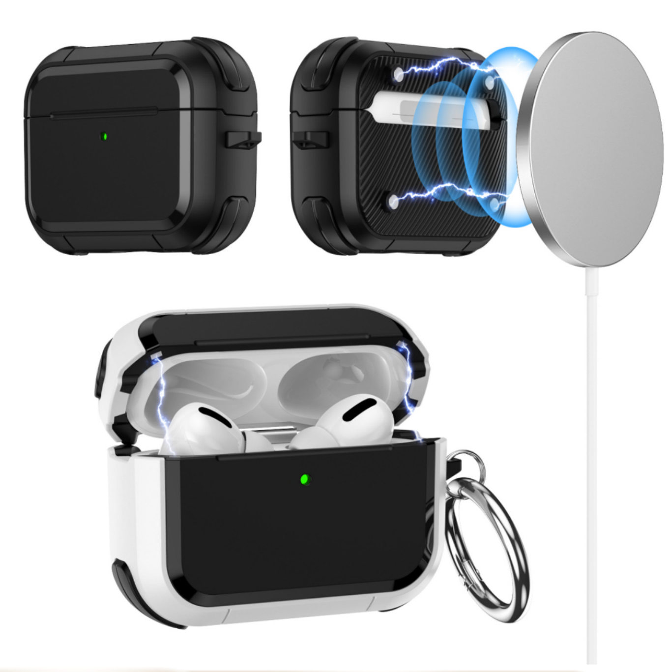 跨境适用AirPods 4耳机套AirPodspro3保护套苹果pro2二代蓝牙外壳真机开模机甲风TPU商务全包耳机保护套柔软