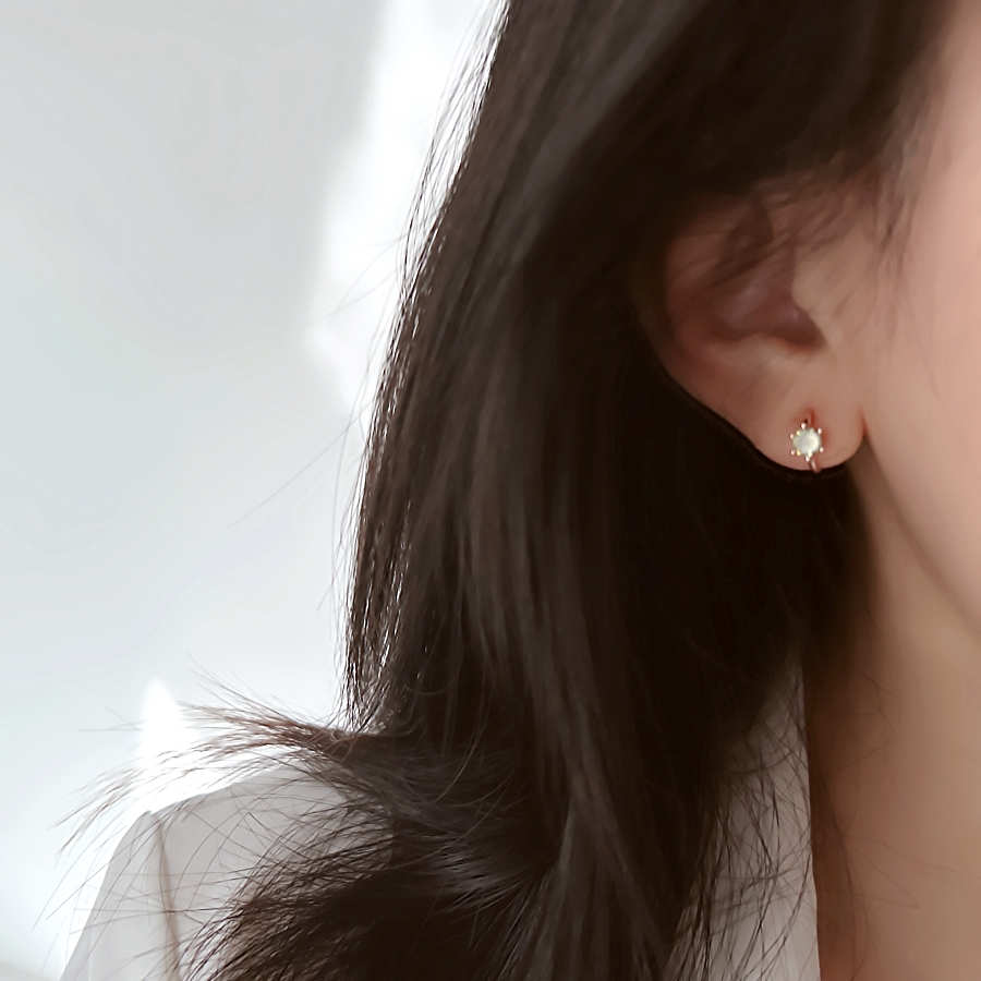 无耳洞入闪钻小绿锆石钻戒款蚊香盘耳夹百搭耳环气质耳饰女高级感