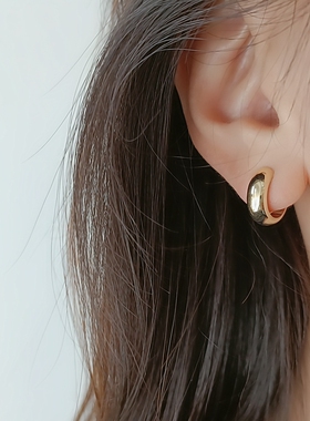 气质港风无耳洞蚊香盘百搭耳环耳圈耳饰女耳夹冷淡风高级感法式新