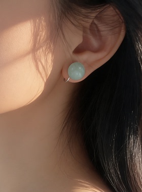 福利款~必入~春夏小清新豆绿色无耳洞蚊香盘耳夹女2026年新款配饰