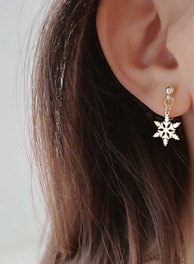 日韩小清新雪花无痛无耳洞蚊香盘耳夹女ins秋冬耳饰简约百搭新款