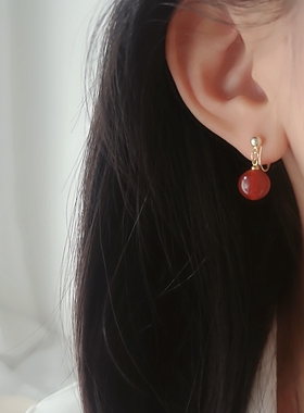 天然玛瑙水晶无痛蚊香盘耳夹女无耳洞入简约轻奢小众无痛耳饰新款