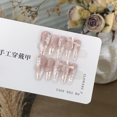 新款上市冰透欧泊渐变透底K9雕花梨花姬穿戴甲