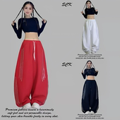 2025新款 女 曳步舞表演裤 秋冬加厚广场舞裤 女宽松显瘦休闲运动卫裤