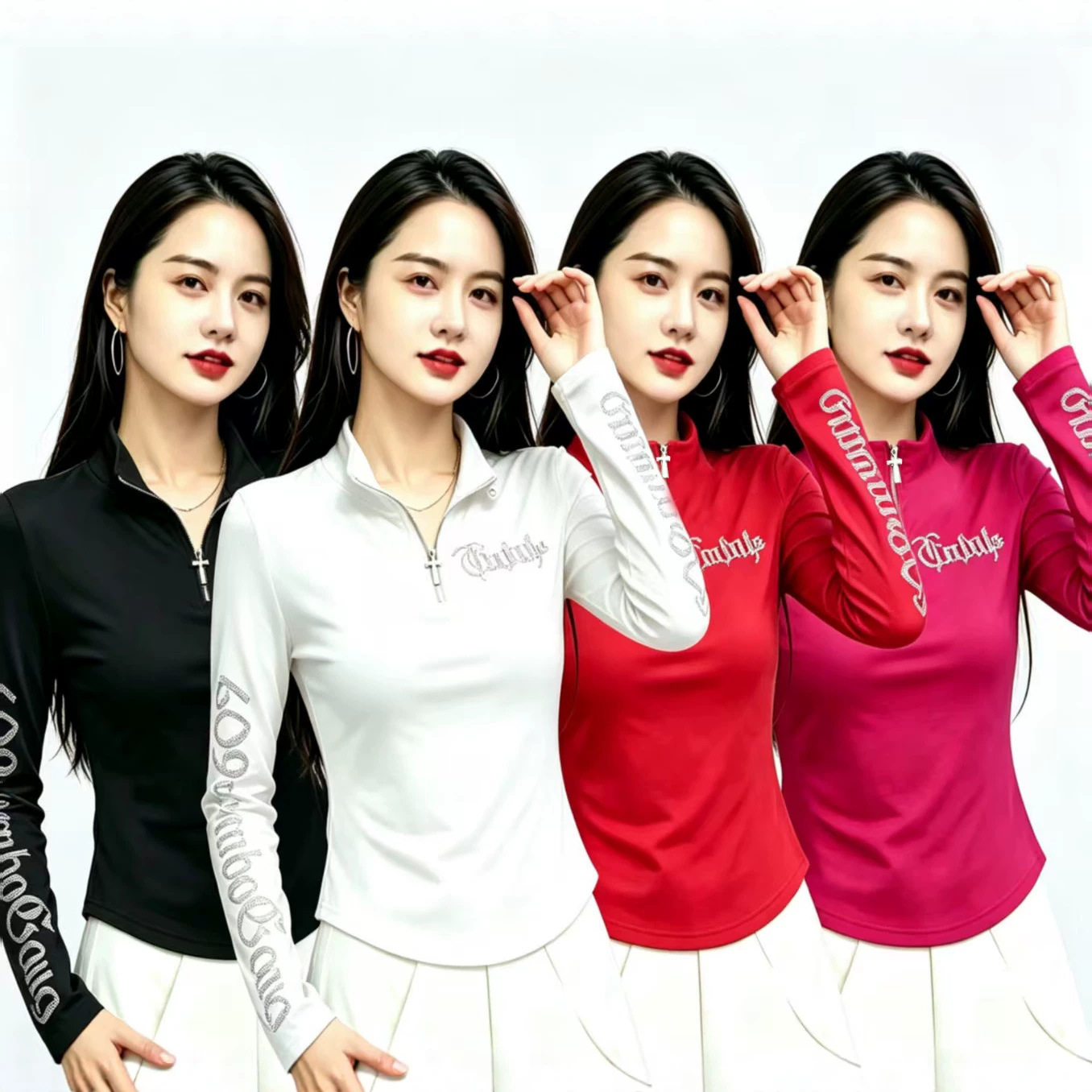 秋季新款女士拉链长袖螺纹棉烫钻衣广场舞服装上衣运动表演服