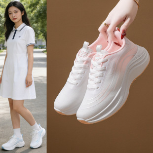 新款 女厚底跑步轻便女鞋 韩版 ins学生休闲鞋 透气飞织女鞋 2026春季