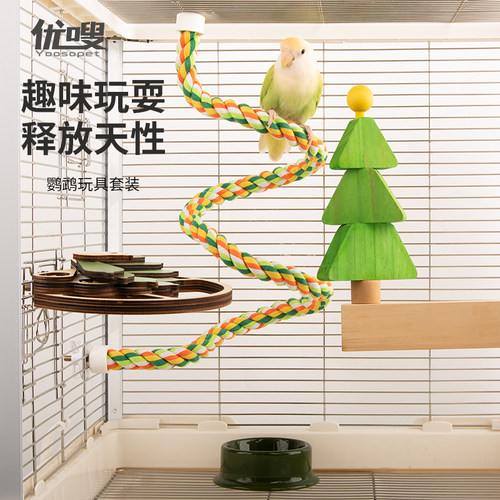 绿色森林鹦鹉鸟玩具套餐优嗖