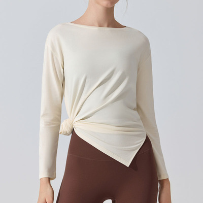 ALOUSAYOGA春秋侧边开叉瑜伽长袖女普拉提亲肤运动罩衫百搭健身服