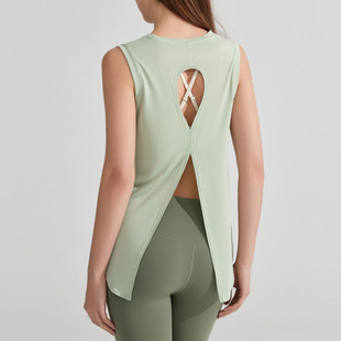 ALOUSAYOGA运动背心女跑步健身宽松罩衫 开叉外穿美背瑜伽服上衣夏