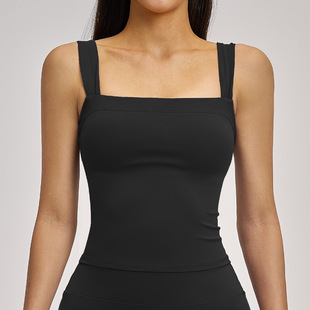 ALOUSAYOGA带胸垫方领瑜伽服背心户外显瘦美背健身运动跑步上衣女