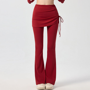 普拉提运动舞蹈长裤 遮臀瑜伽裙裤 女修身 ALO气质假两件抽绳喇叭裤