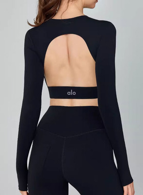 ALOUSAYOGA镂空美背长袖瑜伽服休闲显瘦运动跑步健身普拉提T恤女