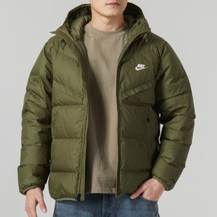 羽绒服男子厚外套Nike耐克军绿色保暖运动服宽松休闲夹克FZ1103