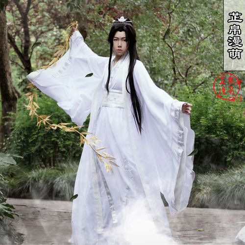 楚晚宁cos服 谢怜白衣晓星尘男古装二哈白猫师尊cosplay服装古风 - 封面