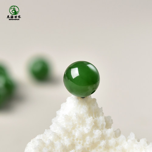 和田玉散珠子东海水晶玛瑙串珠diy配件阳绿老坑料无黑点碧玉单珠