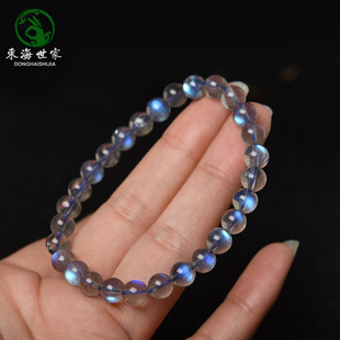 月光石手鏈女男灰拉長(zhǎng)石東海水晶瑪瑙玉髓翡翠玉石貓眼散珠子手串