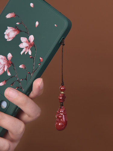 东海世家朱砂貔貅手机链