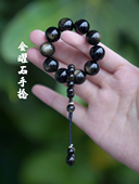 黑曜石手捻女男黑耀石指尖文玩民族风手链串绕指柔吊坠金曜石手持