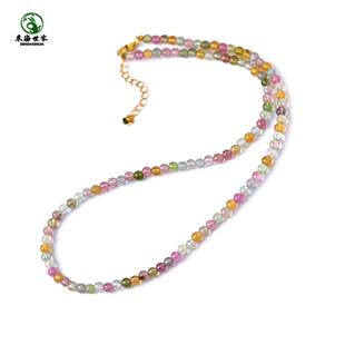 碧玺项链女东海水晶翡翠玉石糖果手链串珍珠锁骨链小方糖颈链吊坠