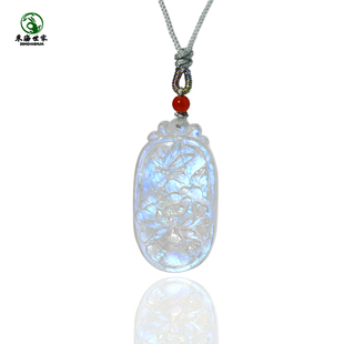 月光石雕刻吊坠女男冰种蓝月光项坠挂绳玛瑙玉髓挂件拉长石项链