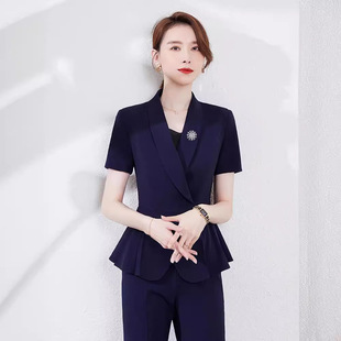 短袖夏季职业装套装气质女时尚女神范制服售楼处物业前台工作服