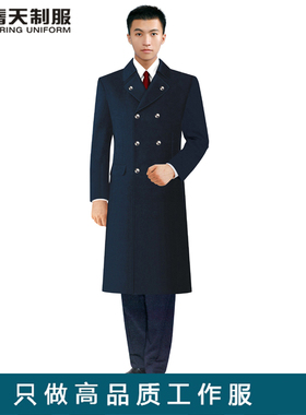 保安冬季毛呢大衣男中长款加厚外套物业门童酒店礼宾接待工作服