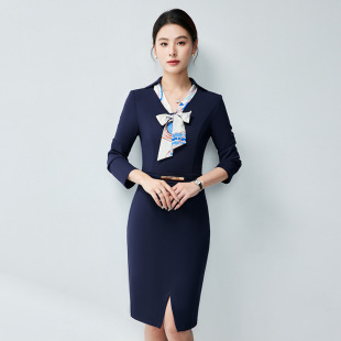 长袖职业连衣裙女春秋装珠宝店售楼部酒店前台物业美容院ol工作服