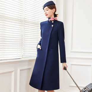 空姐女大衣中长款冬季毛呢外套职业装案场酒店前台物业客服工作服
