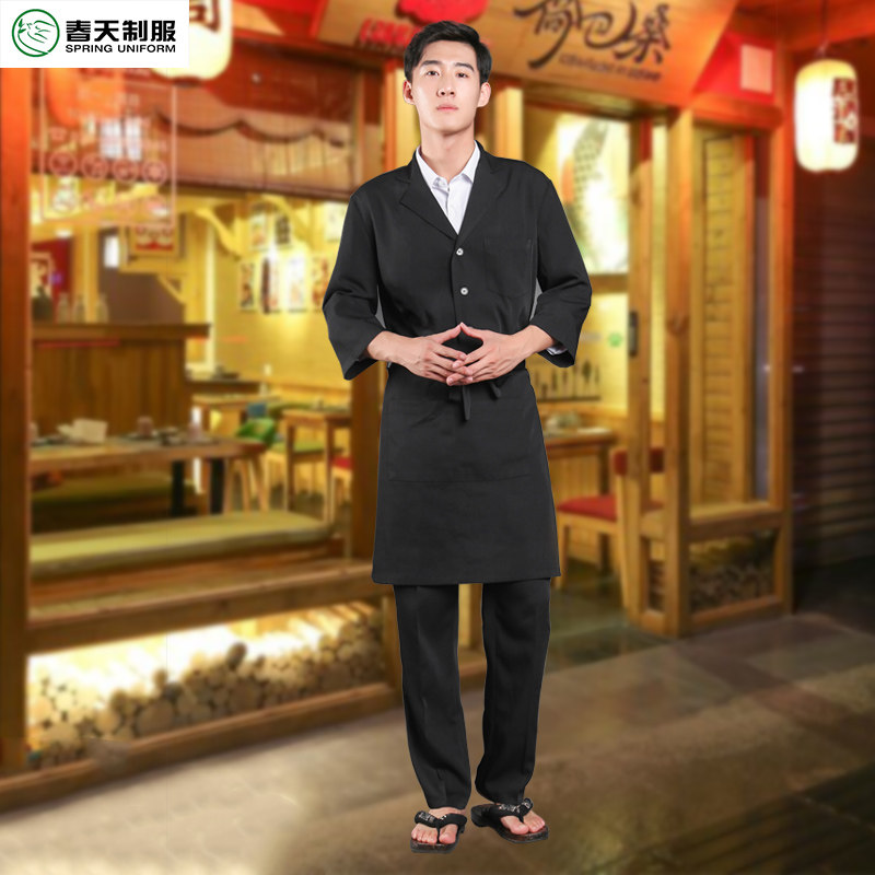 定做春季日本料理店厨师工作服男服务员拉面寿司店工衣日式工作装