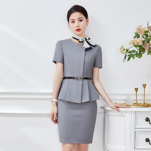 工作服女职业装短袖夏季套装OL通勤售楼处案场物业客服酒店前台