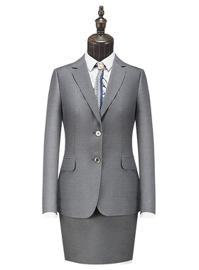 春季新款灰色毛料西装女士西服套装套裙气质职业装商务正装经理OL