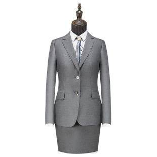 新款 商务正装 灰色毛料西装 套裙气质职业装 经理OL 女士西服套装 春季