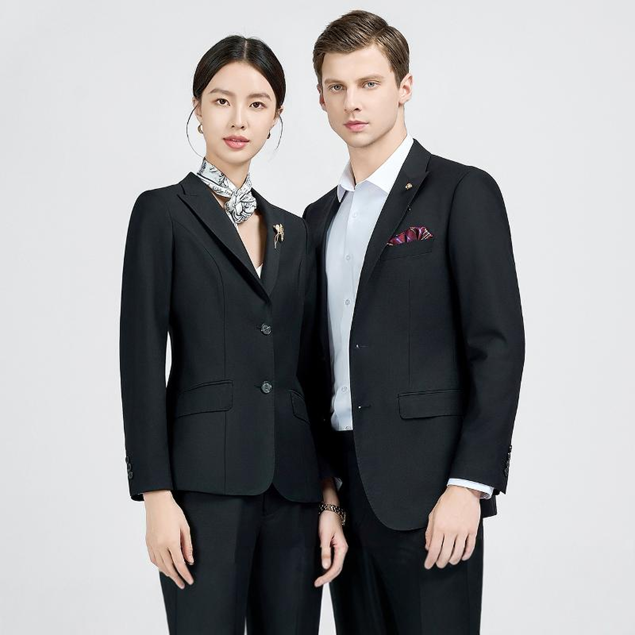 春季男西装男伴郎服面试黑色男士西服套装商务职业装工作服男女款