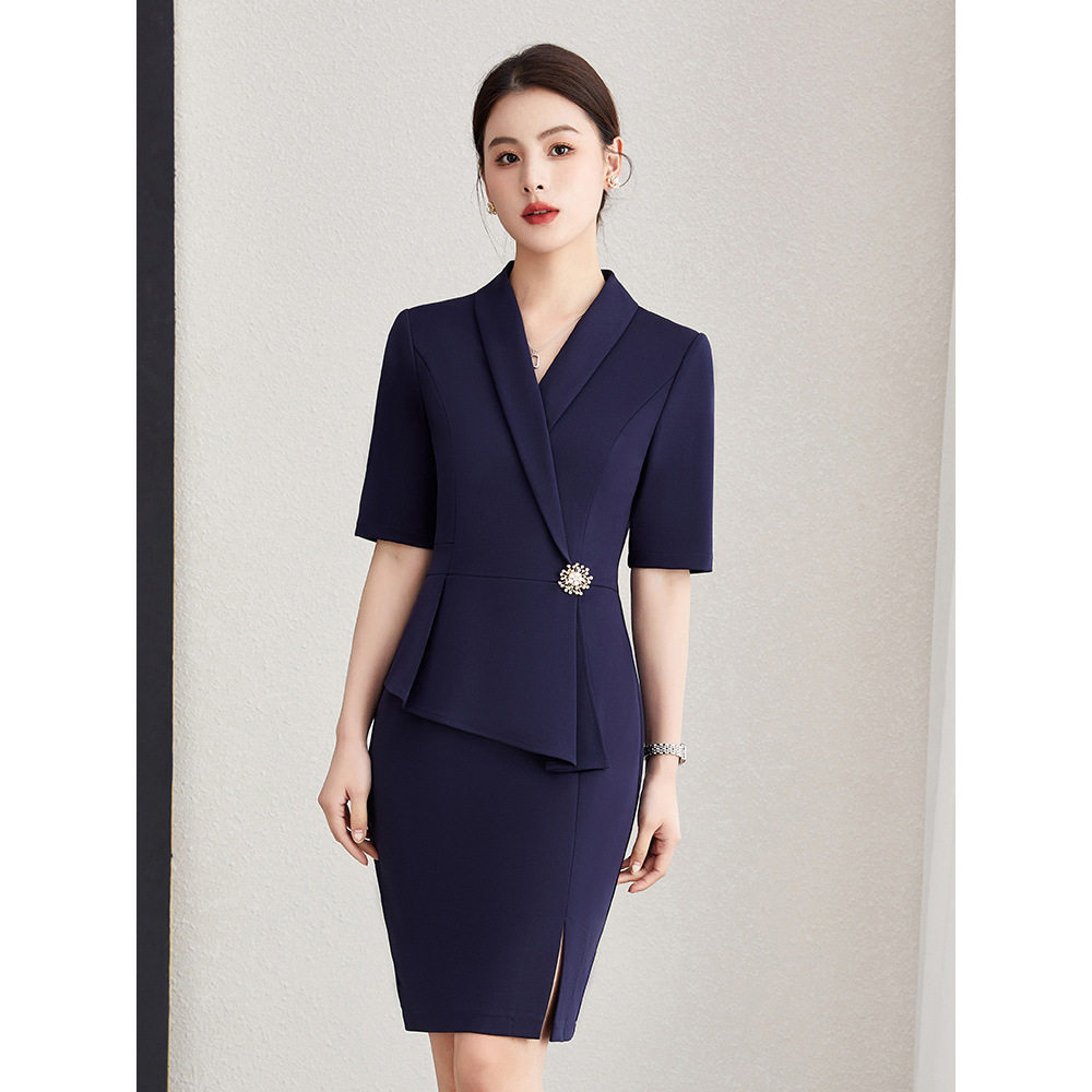 夏季薄款职业装连衣裙短袖女时尚气质珠宝店售楼部物业接待工作服