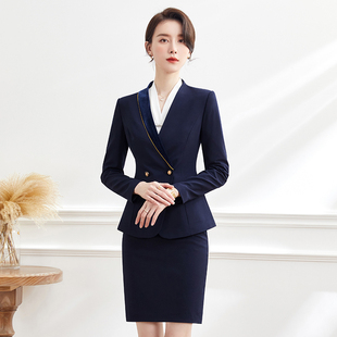 春季女款职业装套装女士上班小西装OL通勤前台物业售楼处工作服