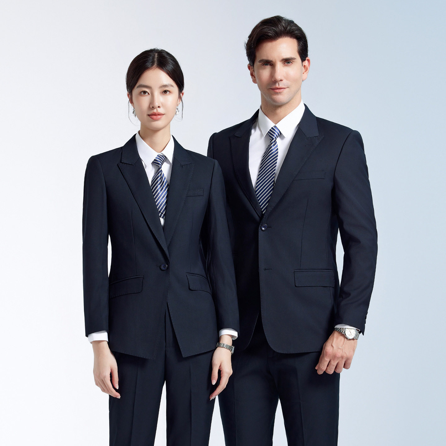 西服藏青色西装薄款高端4s店地产销售工作服商务正装教师职业套装