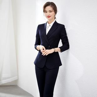 播音主持职业女士西服套装 气质通勤OL正装 物业售楼处案场时尚 春季