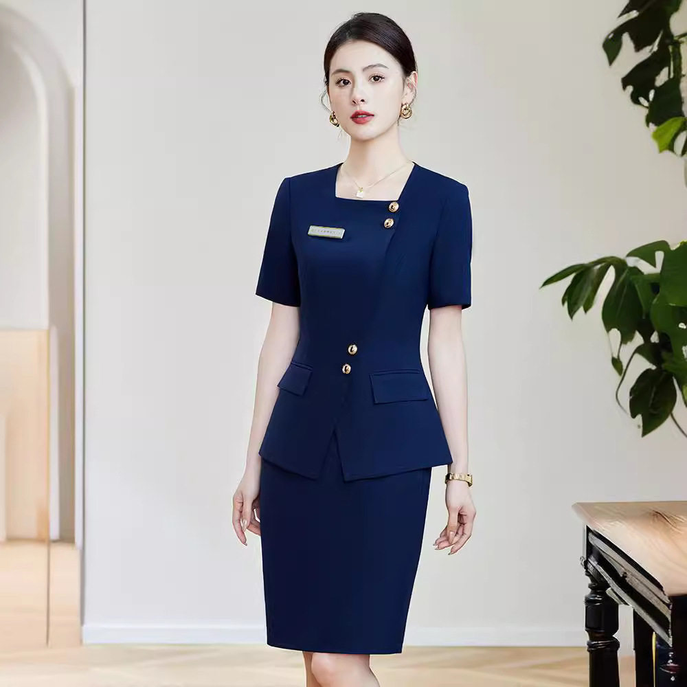 夏季新款短袖职业装女酒店前台接待经理售楼部美容院物业工作服