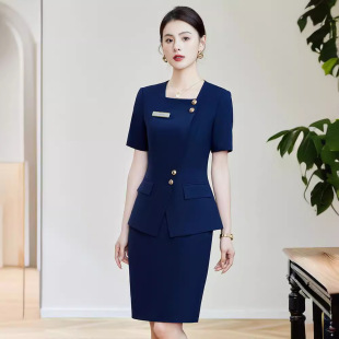 夏季新款短袖职业装女酒店前台接待经理售楼部美容院物业工作服