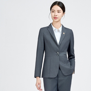 灰色女西装女士职业装西服套装韩版酒店前台物业客服售楼部工作服