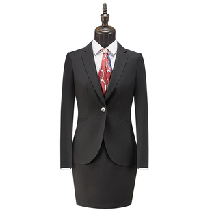 售楼部经理职业装套装通勤商务正装黑色女西装女士西服面试上班