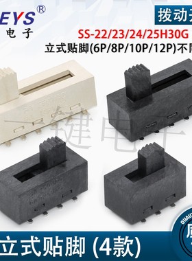 SS-22/23/24/25H30G双排立式拨动开关立贴直插电源开关大电流滑动