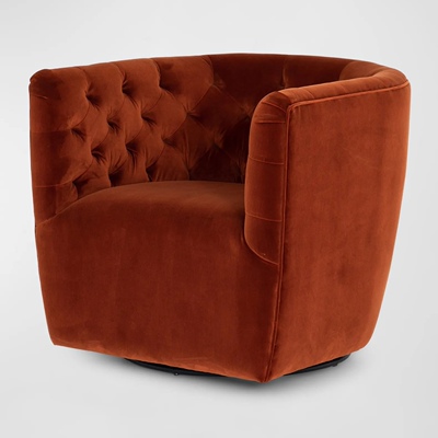 圣奇尼天鹅绒铁锈红色单椅