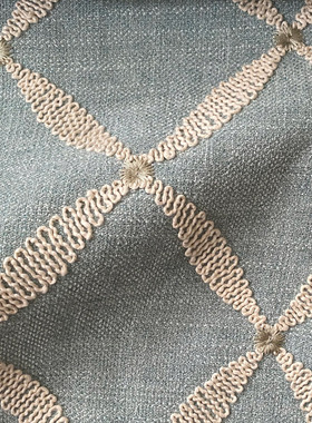 艾可Aico美式窗帘粗麻菱形绣花客厅卧室书房落地窗帘定制多种颜色