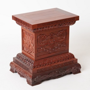 非洲黑檀木佛像金刚莲花底座财神玉石花瓶实木长方形加高摆件木托