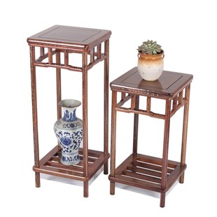 鸡翅木明式花架盆景架红木中式花几花瓶鱼缸实木客厅置物架高底座