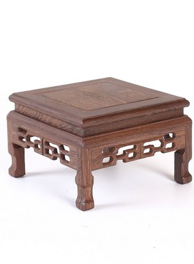 鸡翅木弓脚方形底座奇石花盆佛像家居饰品红木方台实木木托包邮