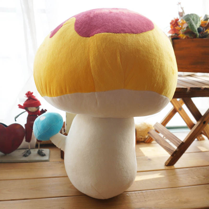 特色蘑菇公仔夹腿抱枕 蘑菇毛绒玩具 可爱蔬菜卡通抱枕 蓝瘦香菇